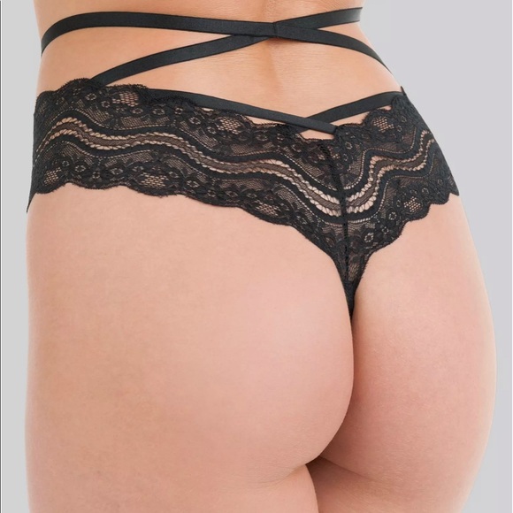 Love Honey Lingerie Other - Lovehoney Black Strappy Lace Criss-Cross Crotchless Thong